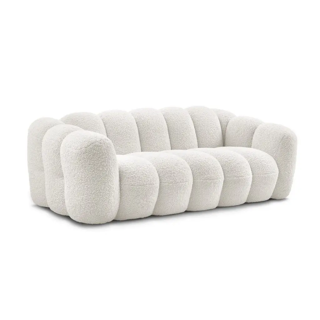 BOBOCHIC Canapé droit fixe 3 places en tissu bouclette, HIPPOLYTE, dupe du Bubble de Roche Bobois
