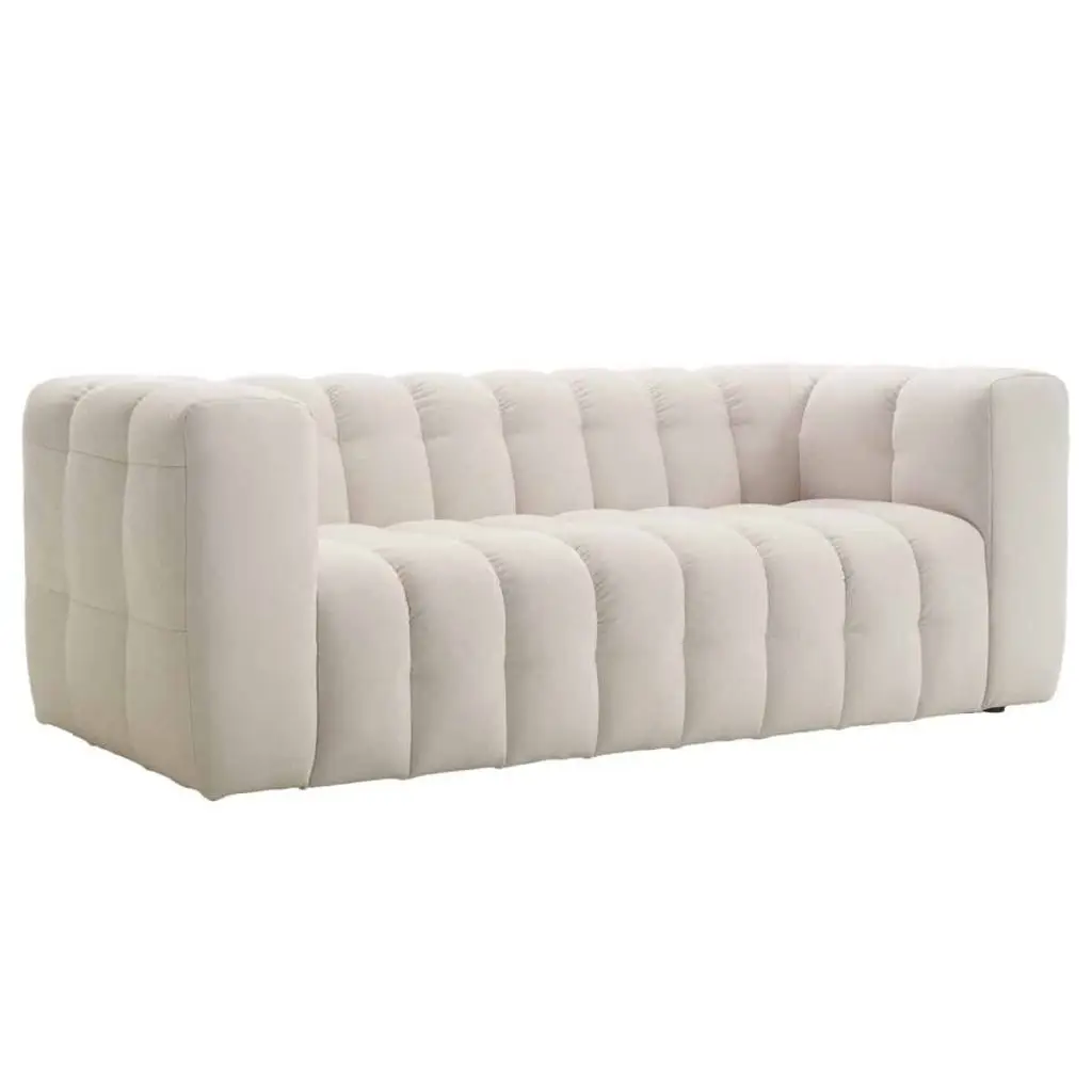 HOMIFAB Canapé capitonné 3 places en tissu chenille - CESTER